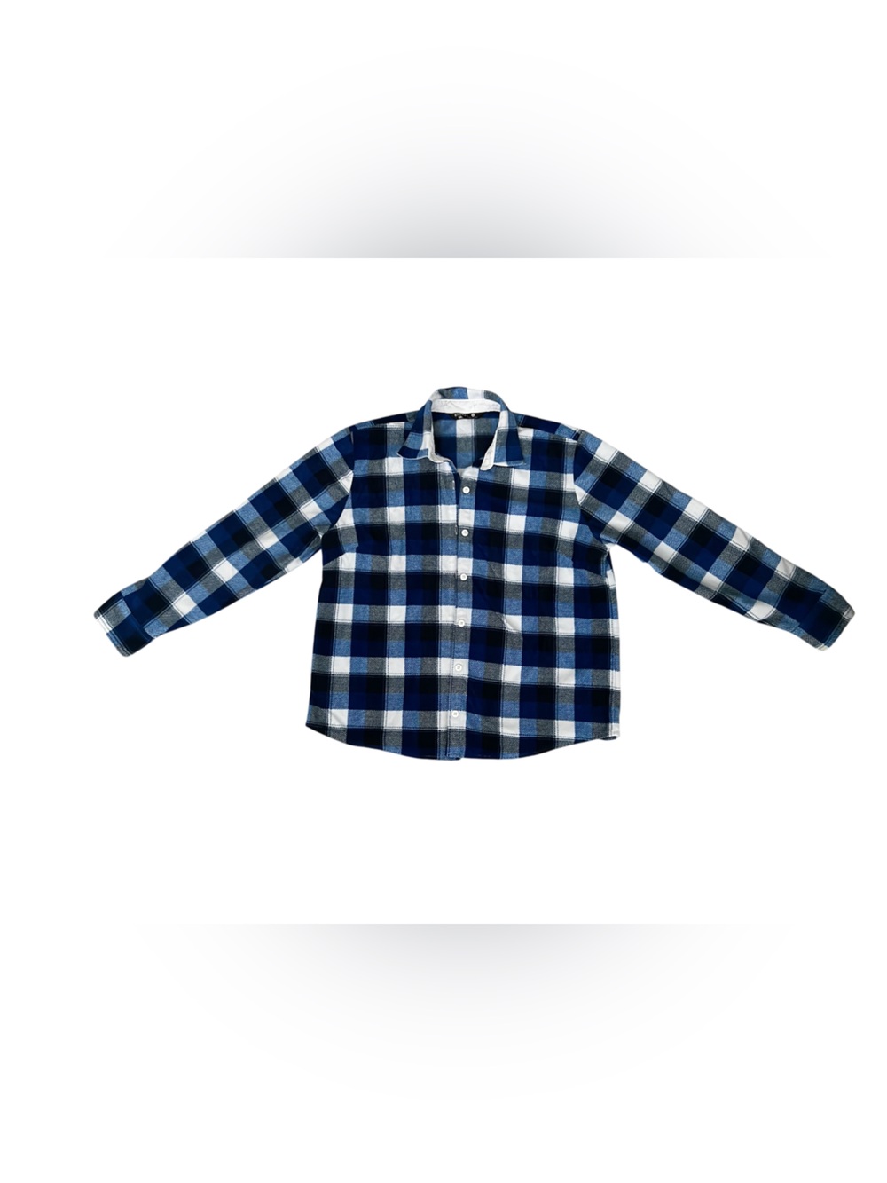 Riders By Lee Women Blue White Plaid Fleece Button down Shirt Medium